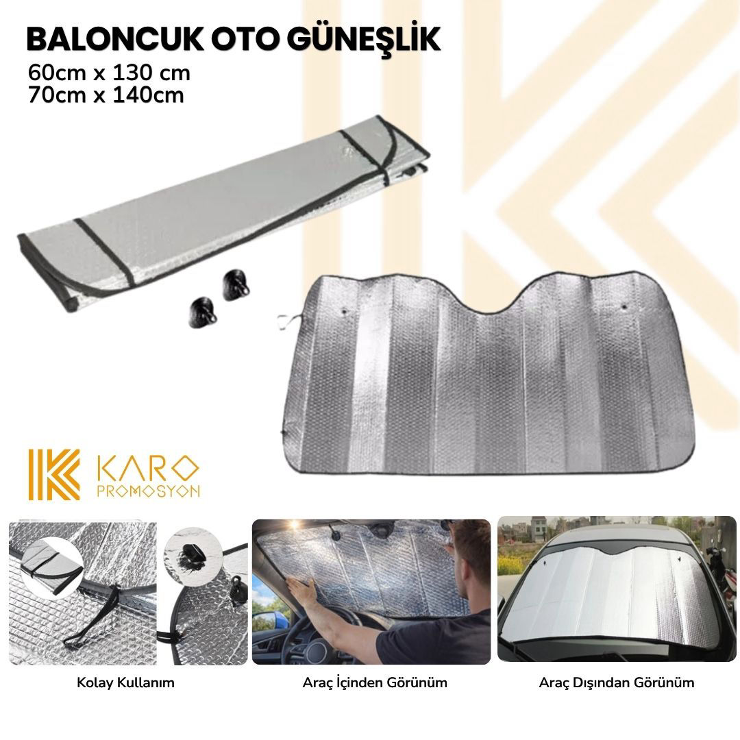 Baloncuklu Metalize Oto Güneşlik